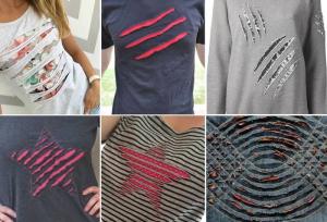 Het nieuwe leven van de oude T-shirts: kleding decoratie ideeën in de chenille techniek
