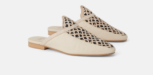 Oma-schoenen gemaakt van natuurlijk materiaal Zara, de prijs van 7999 roebel